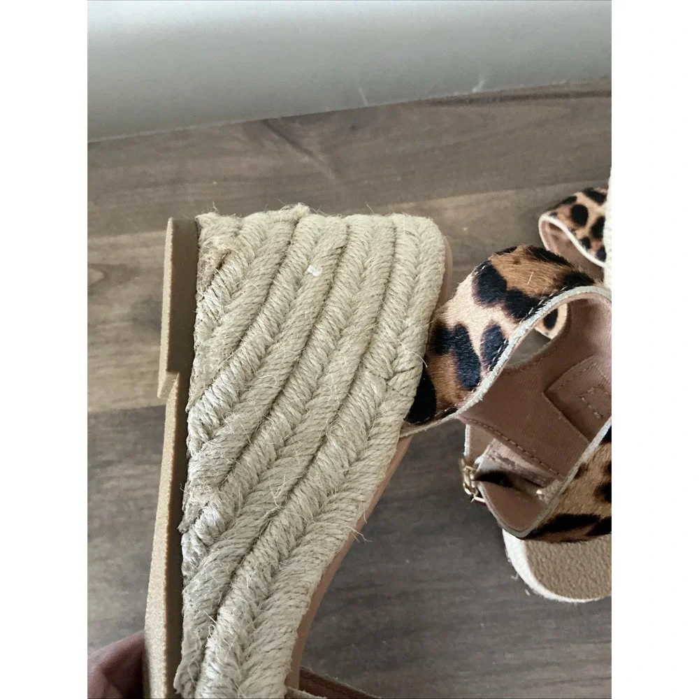 J Crew Calf Hair Espadrille‎  Leopard Print Wedges 5